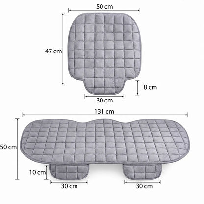 Plüsch-Autositzbezug für Herbst & Winter in Grau – Set für Vorder- und Rücksitz, weich, warm und passgenau