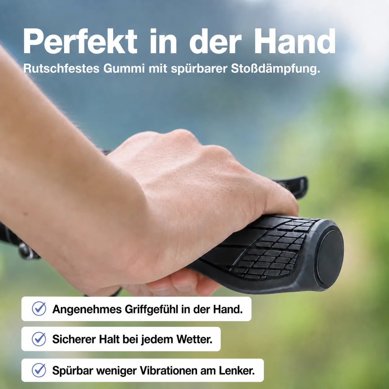 Ergonomische Fahrradgriffe mit rutschfestem Gummi – mehr Grip, weniger Schmerzen & spürbare Stoßdämpfung
